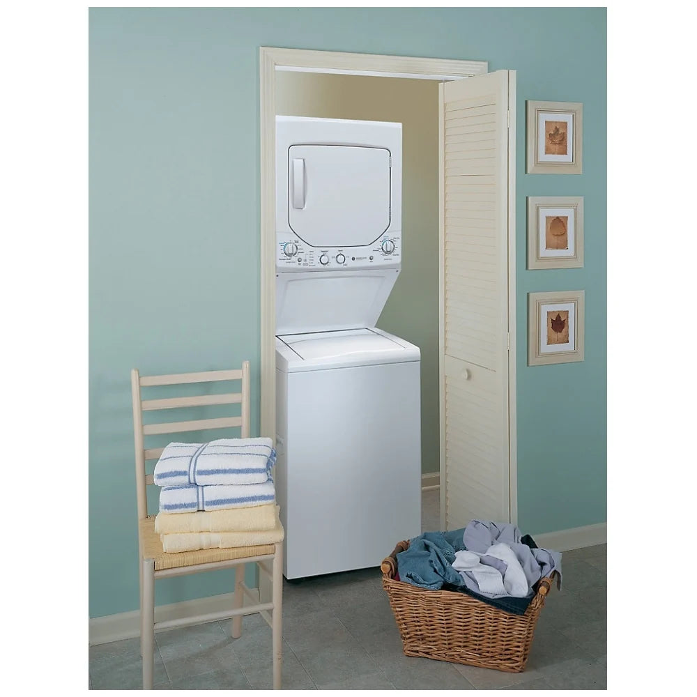 GE 4,4 / 5,9 pi³ Centre de lavage laveuse-sécheuse superposé 27 po – Modèle GUD27ESMMWW - Blanc - Neuf/Boîte ouverte