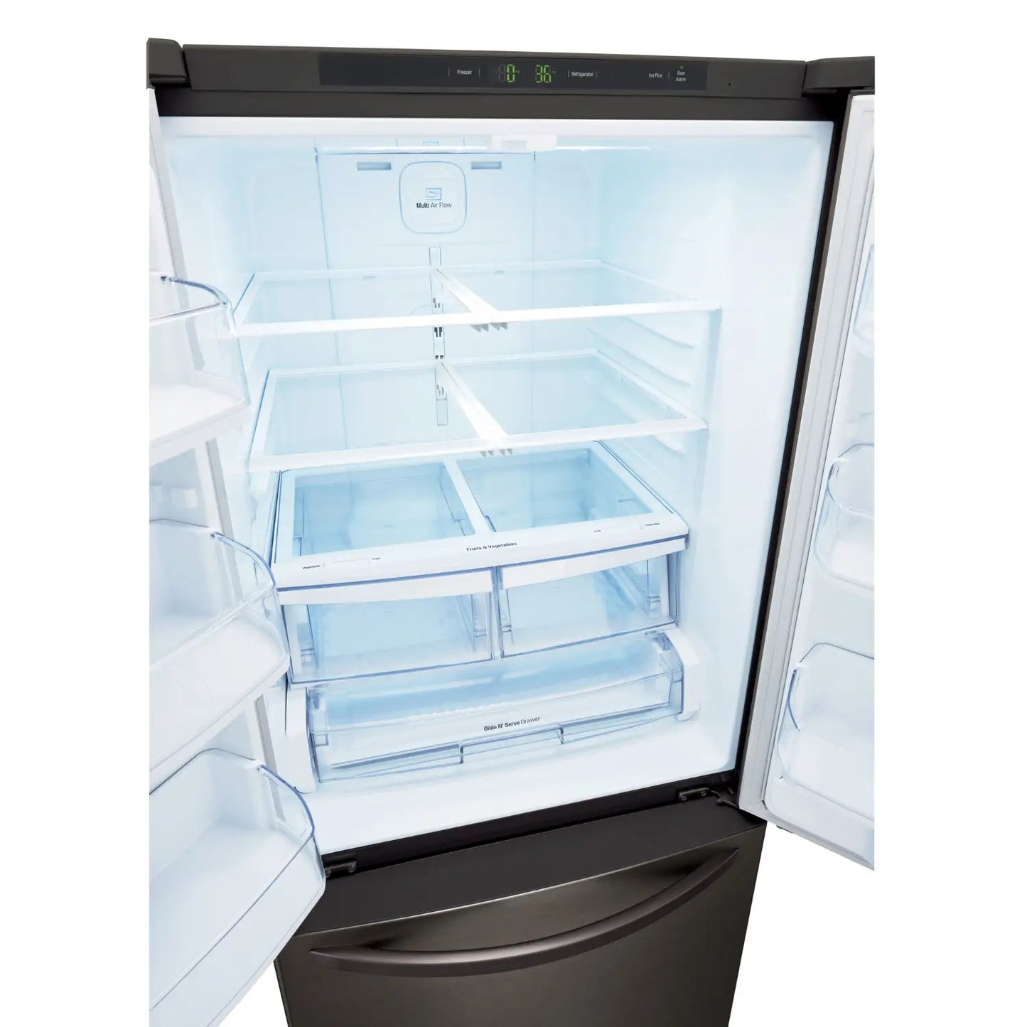 LG 21,8 pi³ Réfrigérateur à congélateur inférieur porte française – Modèle LRFNS2200D - Noir inoxydable - Neuf/Boîte ouverte