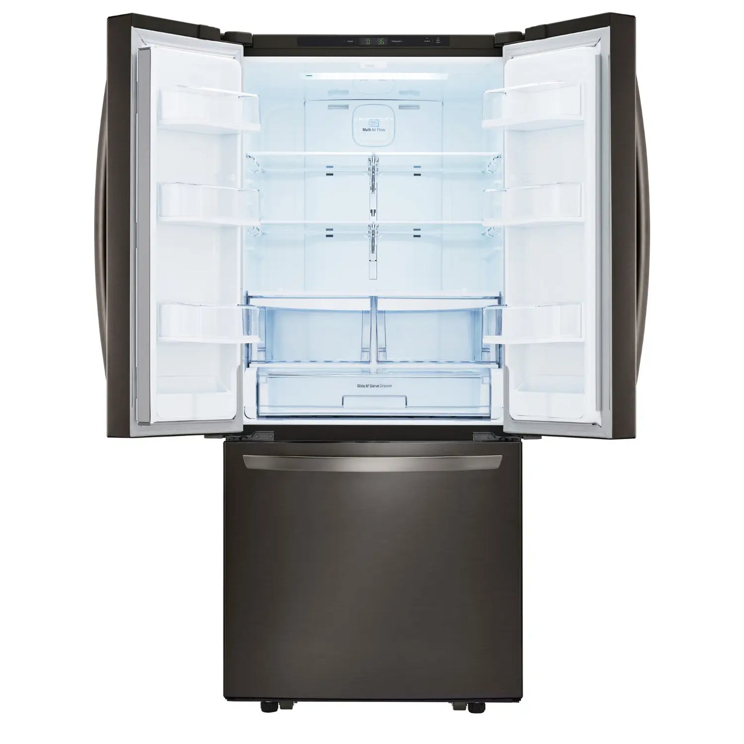 LG 21,8 pi³ Réfrigérateur à congélateur inférieur porte française – Modèle LRFNS2200D - Noir inoxydable - Neuf/Boîte ouverte