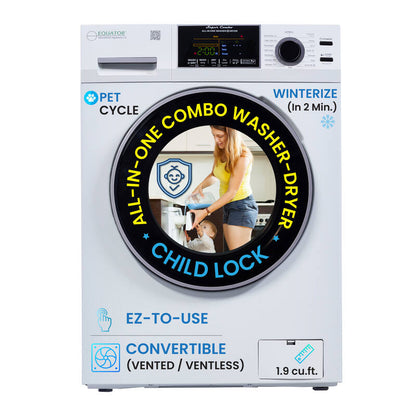 Equator EZ 5500 CV – Laveuse‑sècheuse combo 18 lb, 2‑en‑1 convertible vent/ventless - Neuf/Boîte ouverte