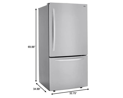 LG 26 pi³ Réfrigérateur à congélateur inférieur 33 pouces – Modèle LRDCS2603S - Acier inoxydable PrintProof - Neuf/Boîte ouverte