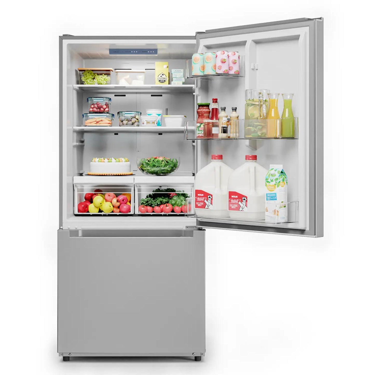 Midea 18,7 pi³ Réfrigérateur à congélateur inférieur – Modèle MRB19B7AST - Acier inoxydable - Neuf/Boîte ouverte
