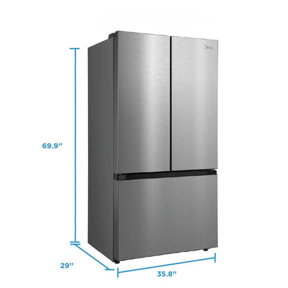 Midea 26,5 pi³ Réfrigérateur porte française profondeur comptoir 36 pouces – Modèle MRF27I4BST - Acier inoxydable - Neuf/Boîte ouverte
