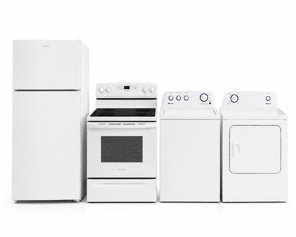Amana Ensemble 4 électroménagers – Réfrigérateur ARTX2419SW, Cuisinière YAER6303MFW, Laveuse NTW4519SW et Sécheuse YNED4655EW - Blanc - Neuf/Boîte ouverte