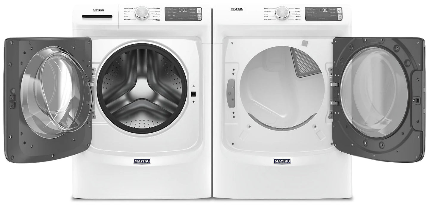 Maytag Ensemble laveuse frontale 5,2 pi³ avec Extra Power et sécheuse électrique 7,3 pi³ – Modèles MHW5630HW & YMED5630HW - Blanc - Neuf/Boîte ouverte