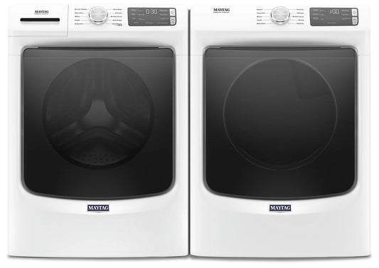 Maytag Ensemble laveuse frontale 5,2 pi³ avec Extra Power et sécheuse électrique 7,3 pi³ – Modèles MHW5630HW & YMED5630HW - Blanc - Neuf/Boîte ouverte