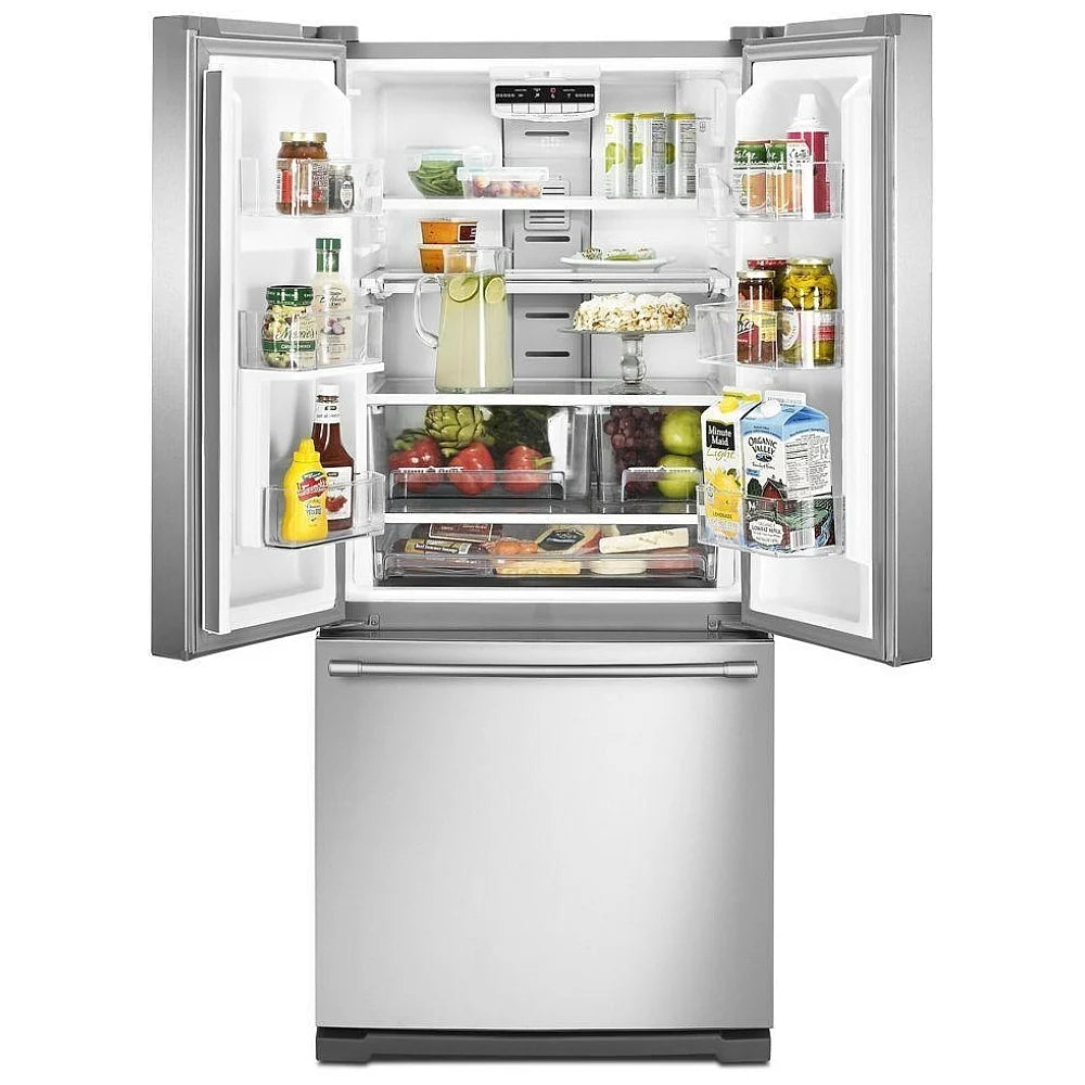 Maytag 19,6 pi³ Réfrigérateur porte française 30 pouces – Modèle MFB2055FRZ - Acier inoxydable résistant aux traces de doigts - Neuf/Boîte ouverte