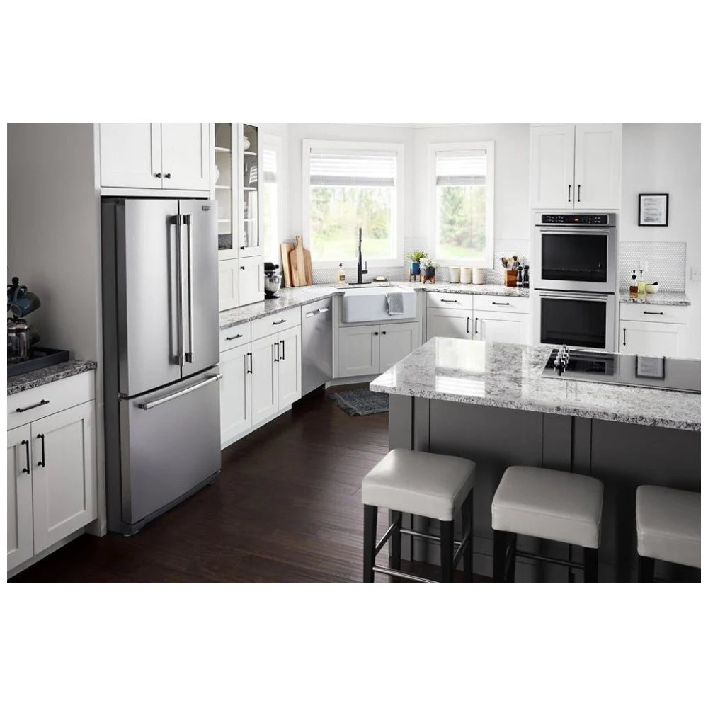 Maytag 19,6 pi³ Réfrigérateur porte française 30 pouces – Modèle MFB2055FRZ - Acier inoxydable résistant aux traces de doigts - Neuf/Boîte ouverte