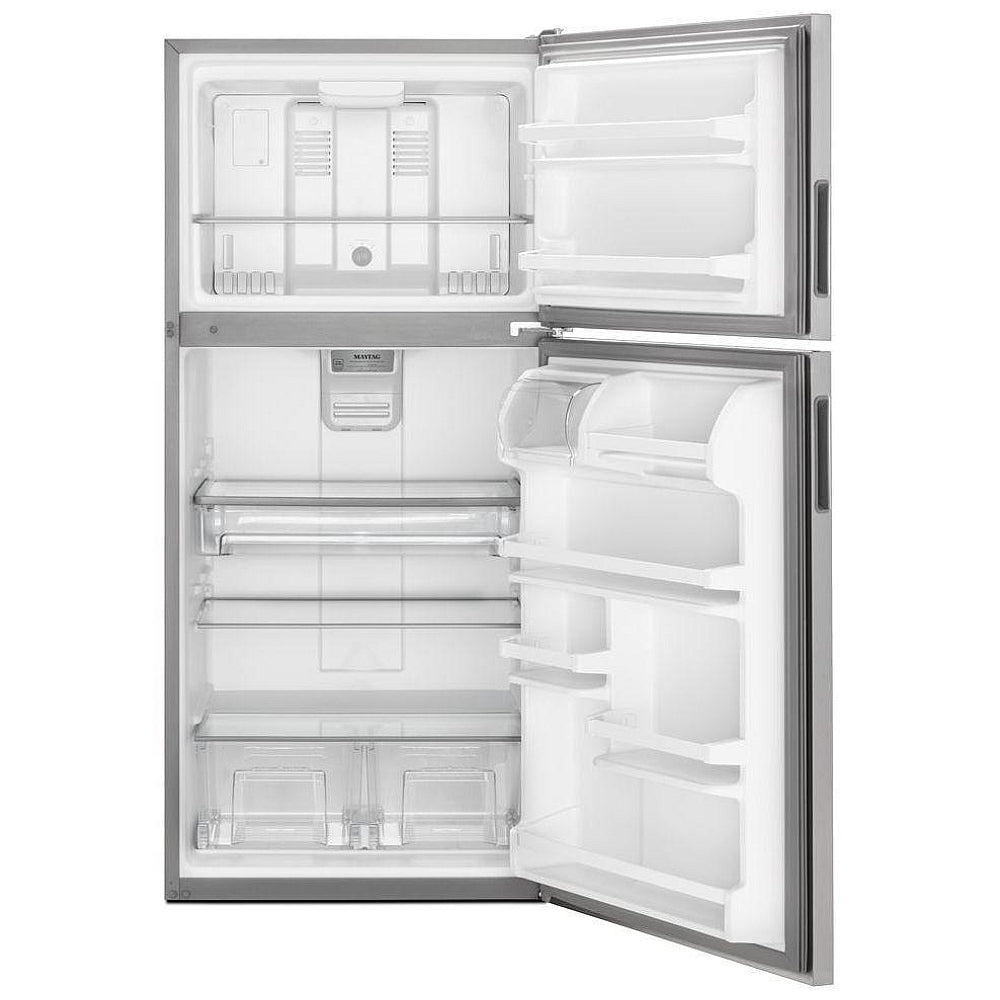 Maytag 18 pi³ Réfrigérateur à congélateur supérieur – Modèle MRT118FFFZ - Acier inoxydable résistant aux traces de doigts - Neuf/Boîte ouverte
