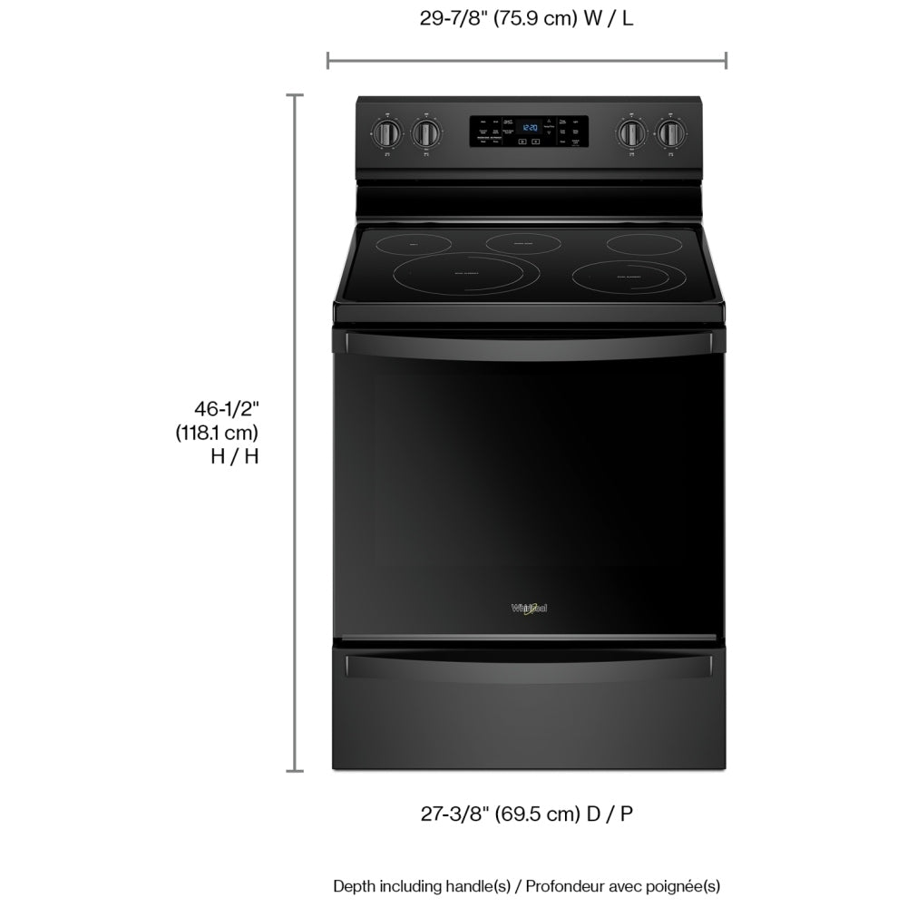 Whirlpool Cuisinière électrique autonome 30 pouces 6,4 pi³ – Modèle YWFE775H0HB - Noir - Neuf