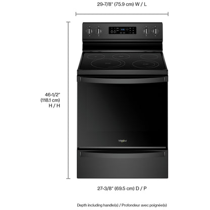Whirlpool Cuisinière électrique autonome 30 pouces 6,4 pi³ – Modèle YWFE775H0HB - Noir - Neuf