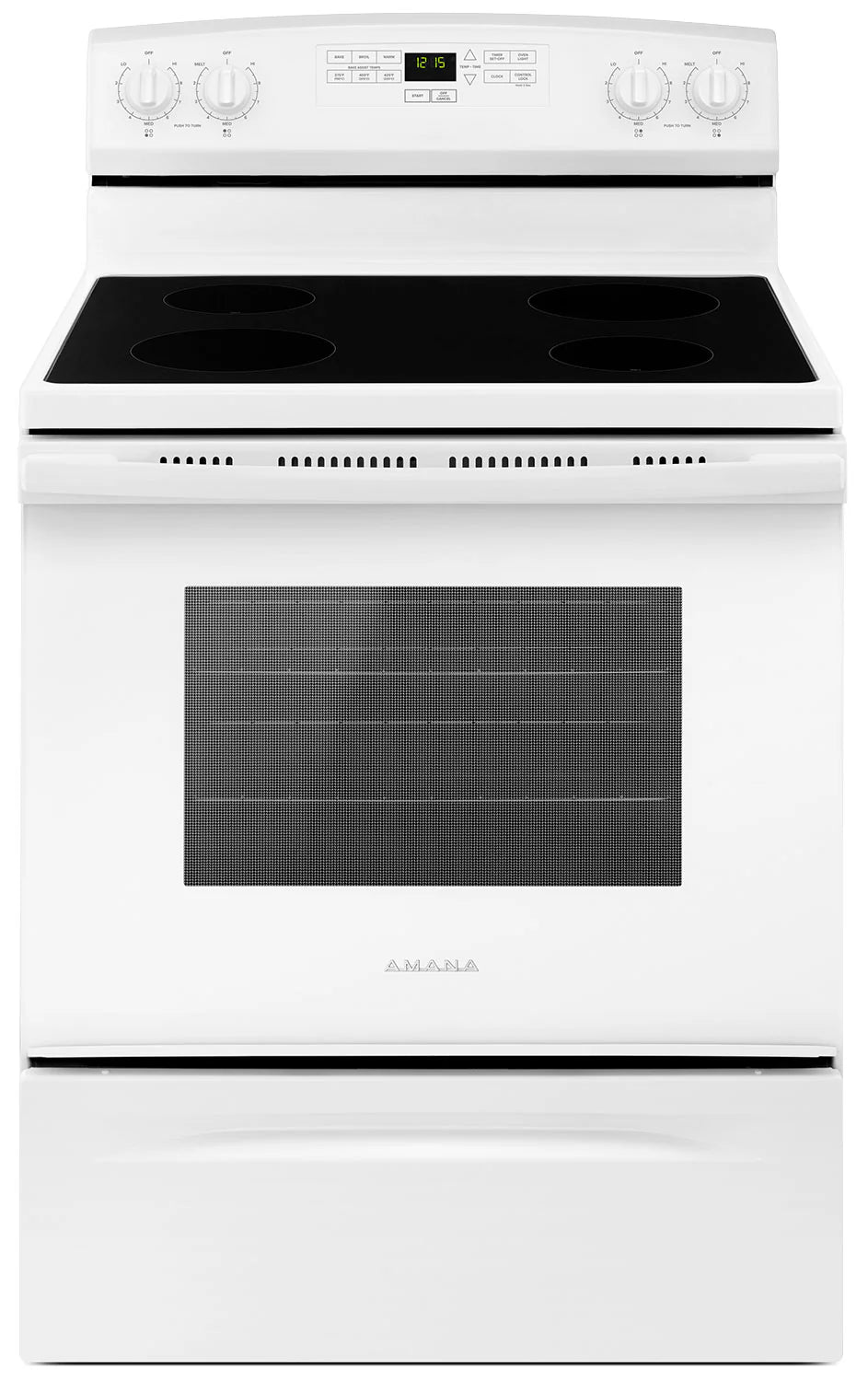 Amana Ensemble 4 électroménagers – Réfrigérateur ARTX2419SW, Cuisinière YAER6303MFW, Laveuse NTW4519SW et Sécheuse YNED4655EW - Blanc - Neuf/Boîte ouverte